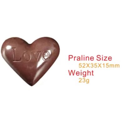 10 Cavity Love Heart Shape Polycarbonate Chocolate Mould