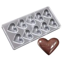 10 Cavity Love Heart Shape Polycarbonate Chocolate Mould (3)