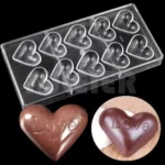 10 Cavity Love Heart Shape Polycarbonate Chocolate Mould (4)