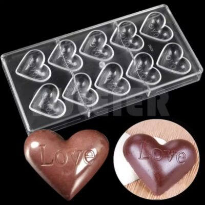 10 Cavity Love Heart Shape Polycarbonate Chocolate Mould (4)