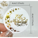 100 Pcs Eid Mubarak Golden Foil Stickers