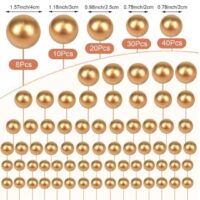 108 Pcs Set Gold Faux Balls Cake Topper