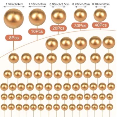 108 Pcs Set Gold Faux Balls Cake Topper