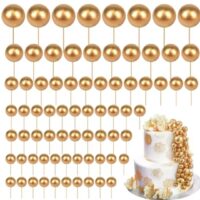108 Pcs Set Gold Faux Balls Cake Topper (2)