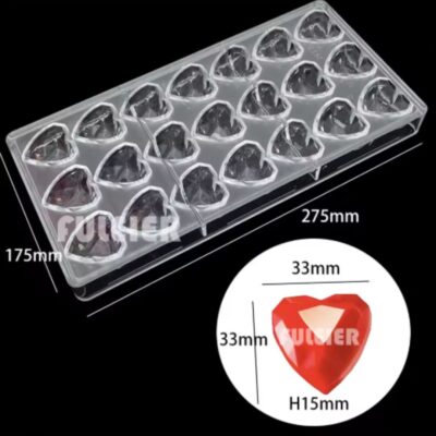 21 Cavities Diamond heart Polycarbonate Chocolate Mould