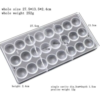 24 Cavities Golf Ball Shape Polycarbonate Chocolate Mould