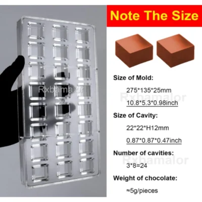 24cavities Square Shape Polycarbonate Chocolate Mould