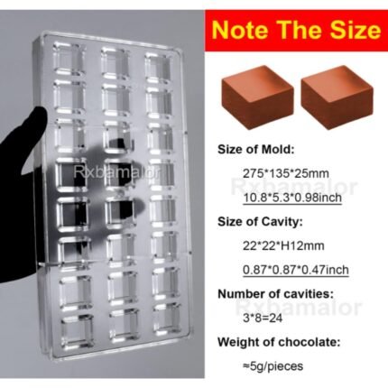 24cavities Square Shape Polycarbonate Chocolate Mould