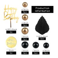 26 Pcs Set Gold Black Balls Cake Happy Birthday Cake Topper 1