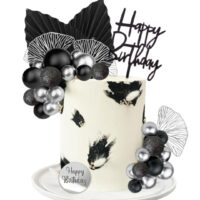 30 Pcs Set Silver Black Balls Cake Happy Birthday Cake Topper