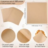 50 Pcs Brown Paper Bags Double Opened