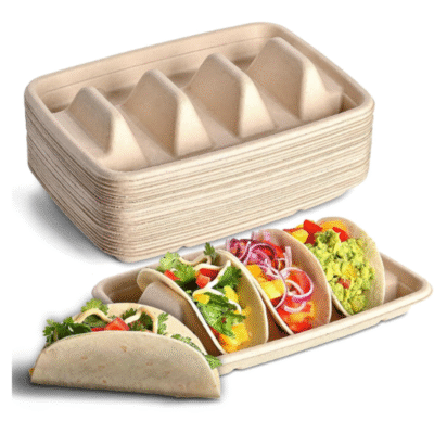 50 Pcs Disposable Sugarcane Taco Holders