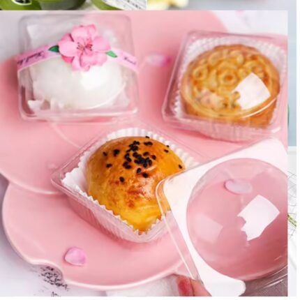 50 Pcs Set Plastic Yolk Dessert Cups with Lid