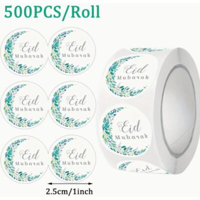 500 Pcs Eid Mubarak Round Sticker