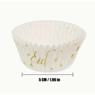50pcs Eid Mubarak Golden Star Cupcake Liner