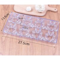 8 Cavity Bear Heart Shape Polycarbonate Chocolate Mould