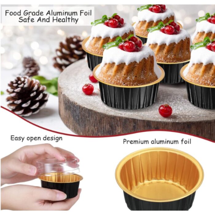 Cupcake Aluminum Baking Liner with Lid Black 125 ml