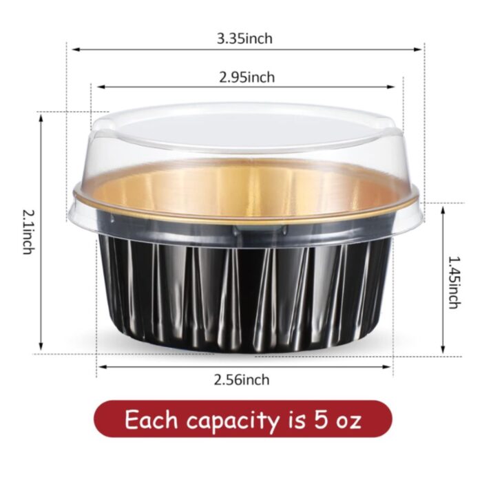 Cupcake Aluminum Baking Liner with Lid Black 125 ml