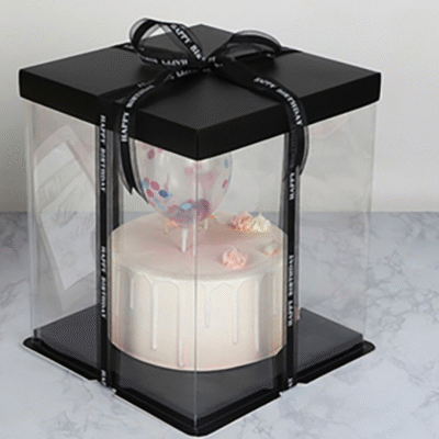 Transparent Black Cake Box 26x26x25cm