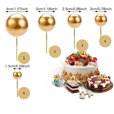 20 Pcs Set Gold Faux Balls Cake Topper