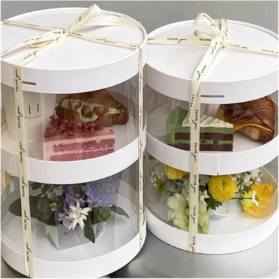 Double Layer Transparent Round Cake Box