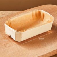 10 Pcs Wooden Baking Molds With Paper Liners 12x6.5x3.5 cm
