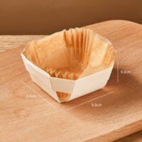 10 Pcs Wooden Baking Molds With Paper Liners 9x8x4 cm