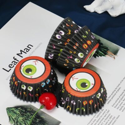 100 Pcs Big Eyes Halloween Cupcake Baking Liner
