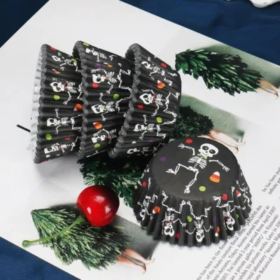 100 Pcs Skeleton Halloween Cupcake Baking Liner