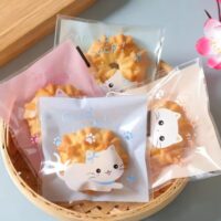 100 pcs Mini Cartoon Cat Candy Cookie Plastic Bag