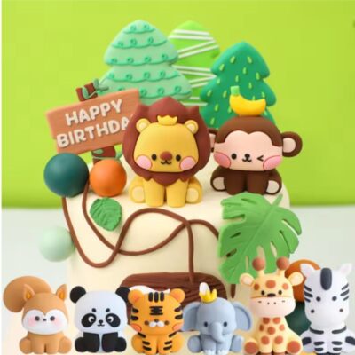 11 Pcs Jungle Safari Animal Cake Topper