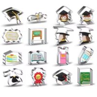 16 Pcs Graduation Themed Cookie Fondant Cutter