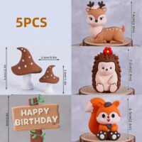 5 pcsSet Woodland Animals Cake Topper