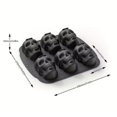 6 Cavity Skull Halloween Silicone Mold (2)