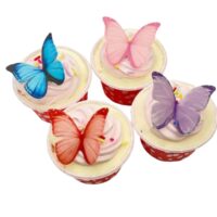 60 Pcs Red Butterflies Edible Wafer Paper Decorations