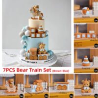 7 PcsSet Bear Cake Topper