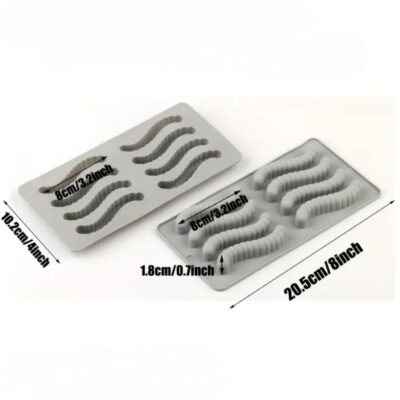 8 Cavity Worm Halloween Chocolate Candy Silicone Mold