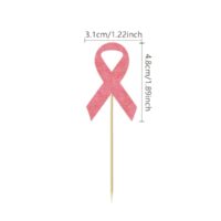 8 Pcs Breast Cancer Awareness Ribbon Cupcake Topper