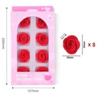 8 Pcs Red Rose Edible Icing Decoration