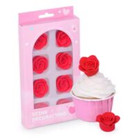 8 Pcs Red Rose Edible Icing Decoration