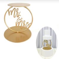 MR & MRS Gold Metal Cake Tier Separator 10+15x15 cm