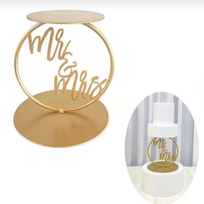MR & MRS Gold Metal Cake Tier Separator 10+15x15 cm