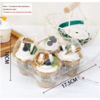 Transparent Cupcake Box with Window 4 Holes