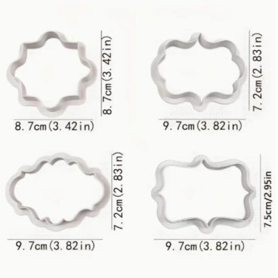 4 Pce Set Frame Shaped Cookie Fondant Cutters