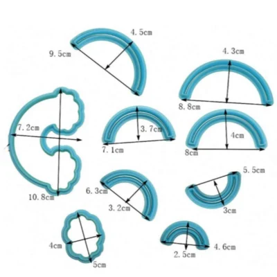 9 Pcs Set Rainbow Cloud Fondant Cutter