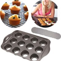 12 Cavity Mini Cheesecake, Muffin, Cupcake Pan with Removable Bottoms2