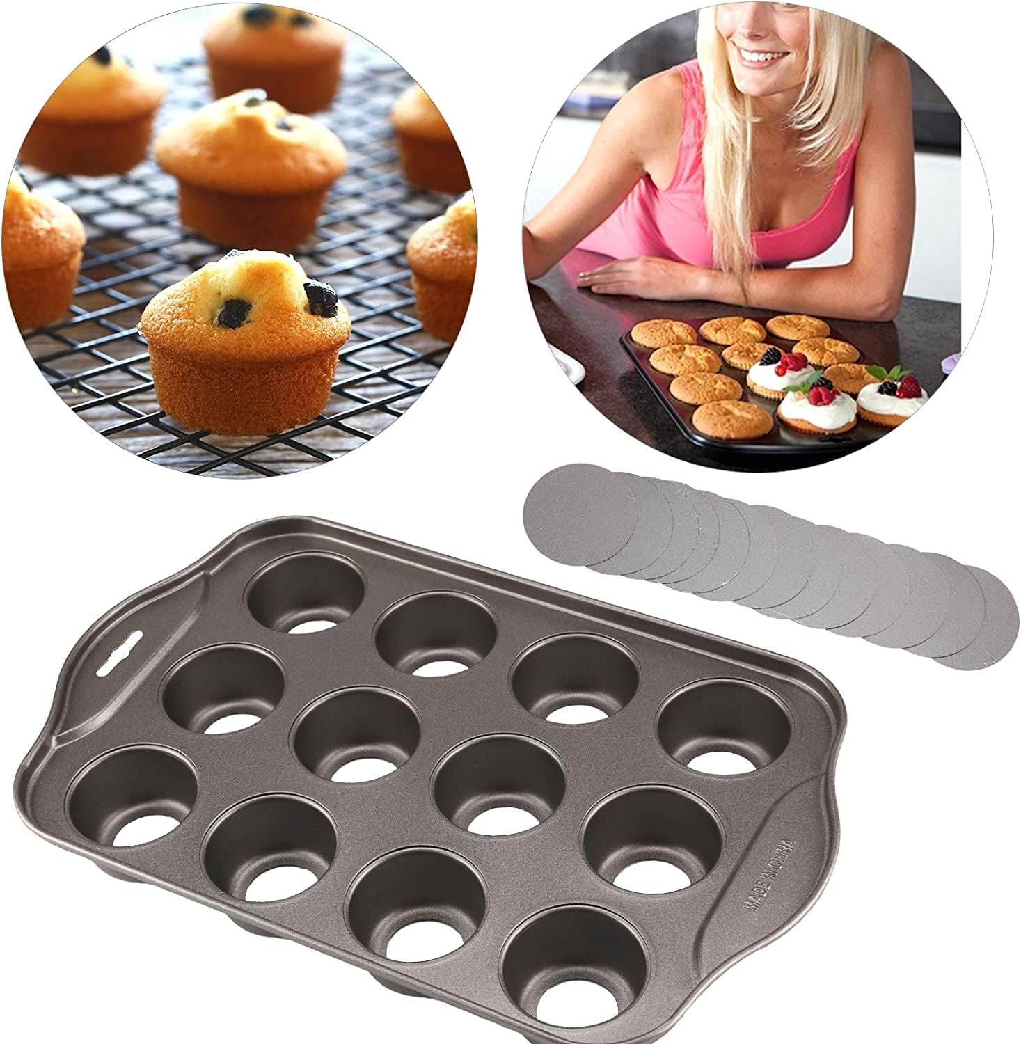 12 Cavity Mini Cheesecake, Muffin, Cupcake Pan with Removable Bottoms2 12 Cavity Mini Cheesecake, Muffin, Cupcake Pan with Removable Bottoms2