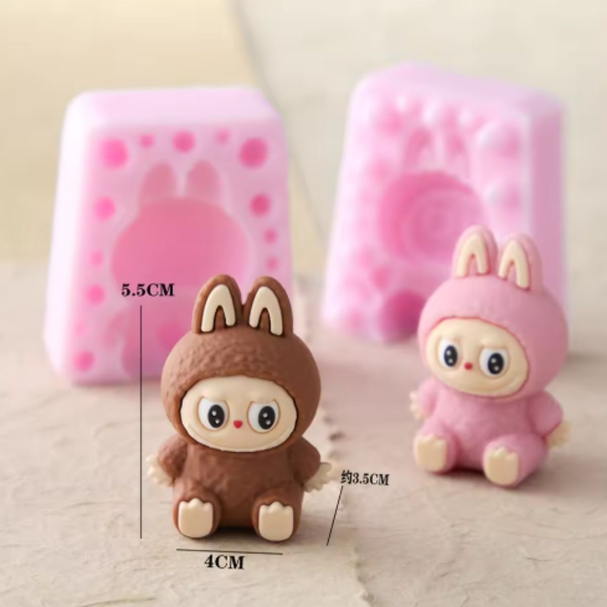 2 Pcs Set 3D Labubu Silicone Mold 2 Pcs Set 3D Labubu Silicone Mold
