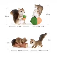 4 Pcs Set Mini Squirrel Figurines Cake Topper