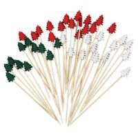 50 Pcs Christmas Tree Shaped Bamboo Fruit Cocktail Picks